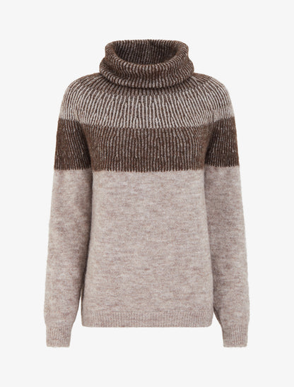 Pull en maille à col roulé - Taupe - 1