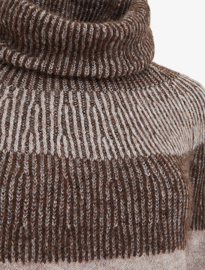 Pull en maille à col roulé - Taupe - 3