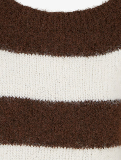 Pull en maille à rayures - Marron - 3