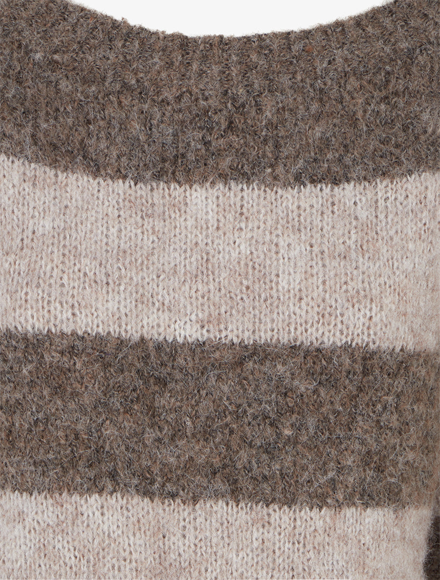 Pull en maille à rayures - Taupe - 3