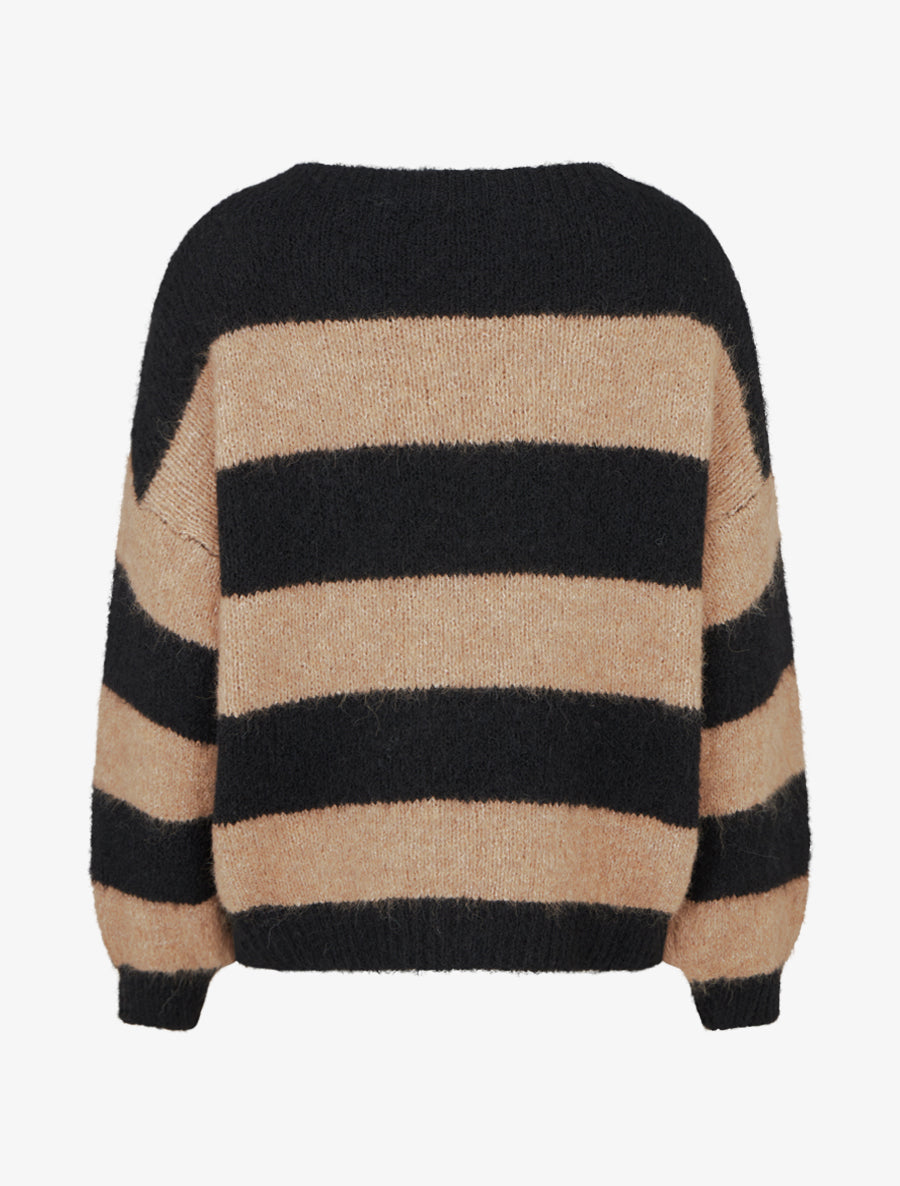 Pull en maille à rayures - Noir - 2