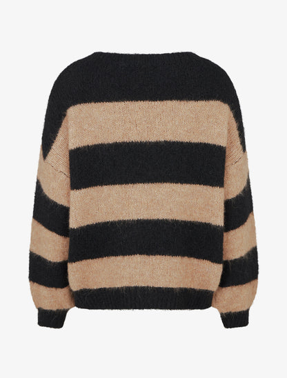 Pull en maille à rayures - Noir - 2