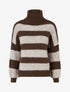 Pull rayé à col roulé - Marron/taupe - 1