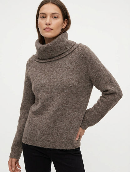 Suéter de lana mezclada con cuello alto - Marrón