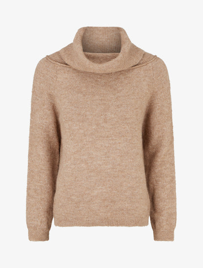 Pull en laine mélangée à col roulé - Beige - 1