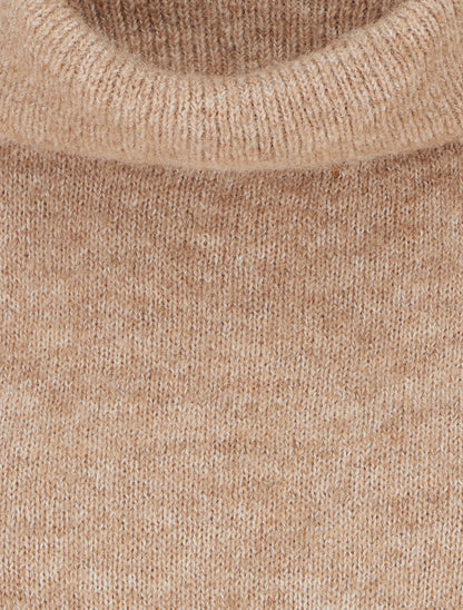 Pull en laine mélangée à col roulé - Beige - 3