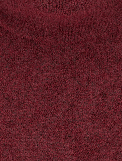 Pull en laine mélangée à col roulé - Bordeaux - 3