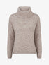 Pull uni en maille à col roulé - Taupe - 1