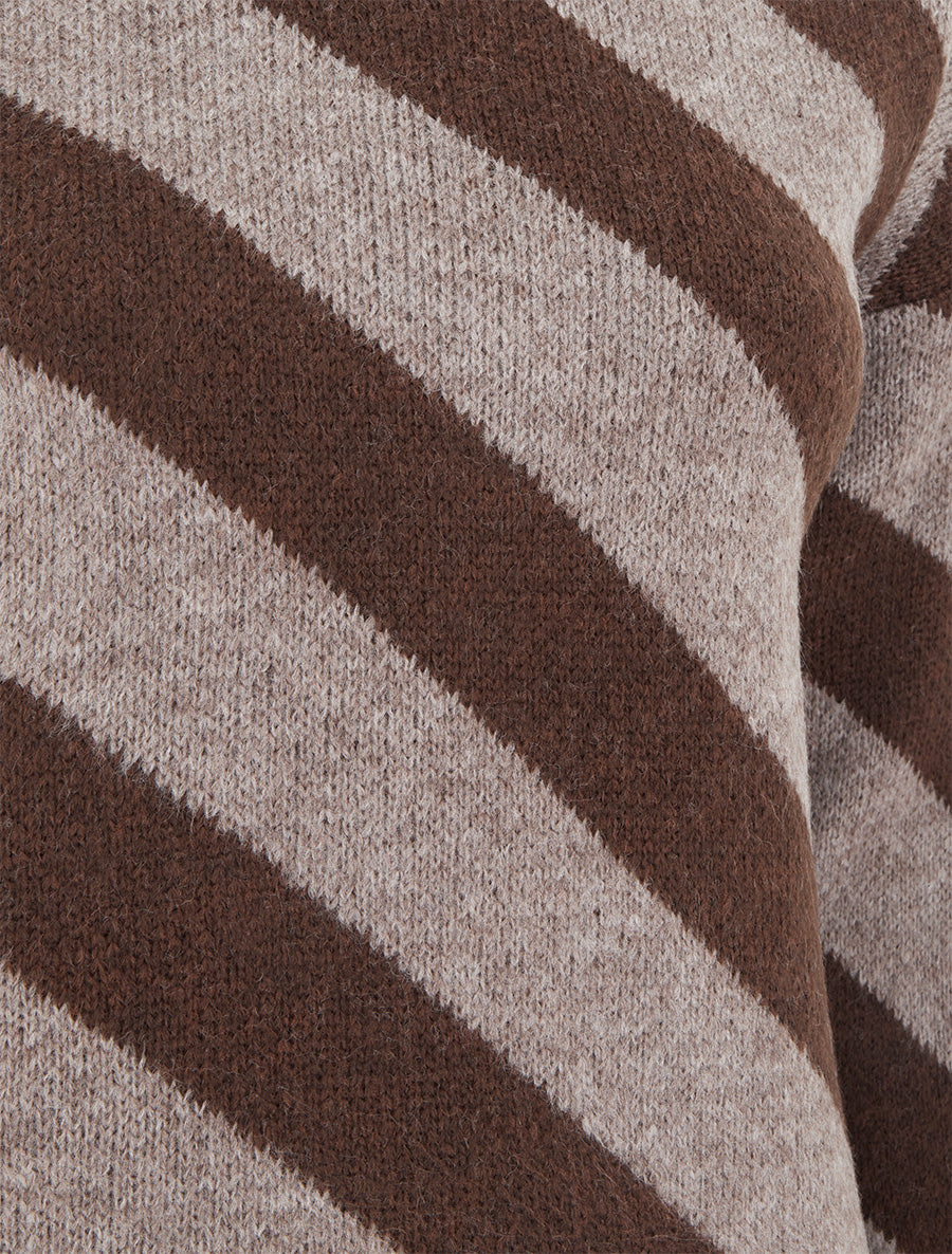 Pull à rayures diagonales - Taupe - 3