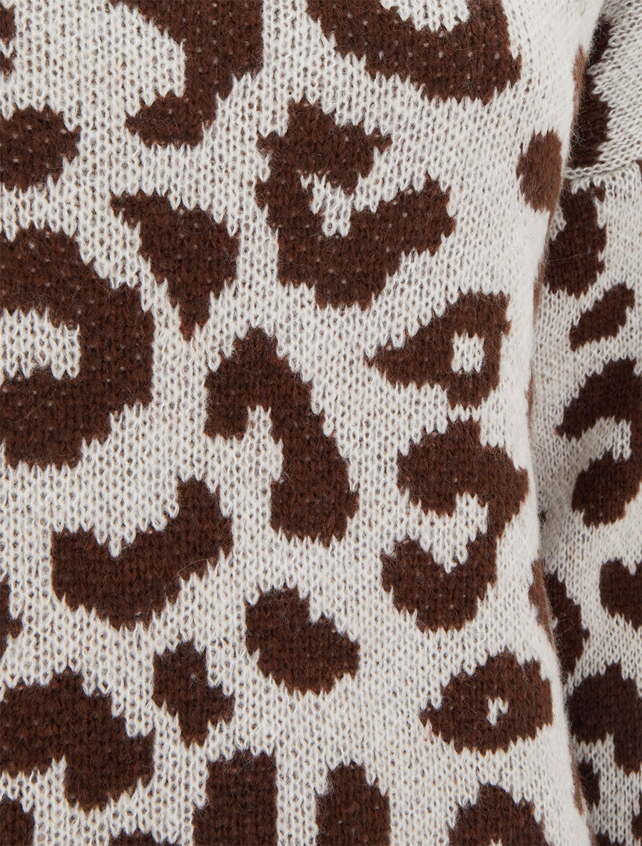 Pull léopard à col montant - Beige - 3