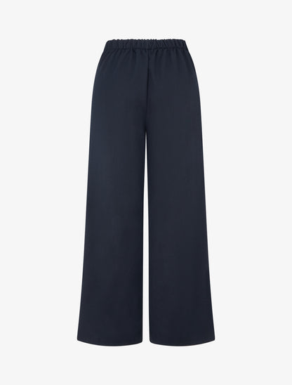 Pantalon élastiqué à boutons décoratifs - Marine - 2