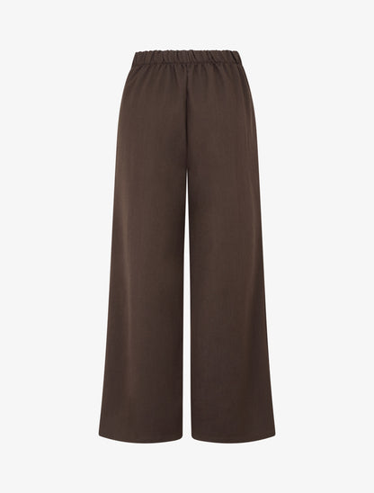 Pantalon élastiqué à boutons décoratifs - Marron - 2