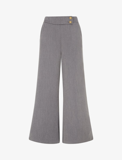 Pantalon ample taille haute élastiquée - Gris foncé - 1