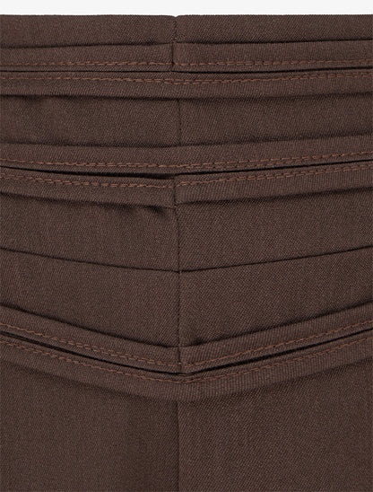Pantalon à pont à boutons décoratifs - Marron - 3