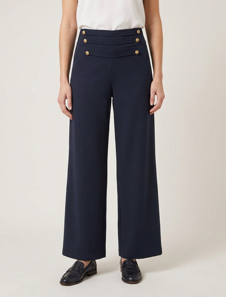 Pantalón de puente con botones decorativos - Marine