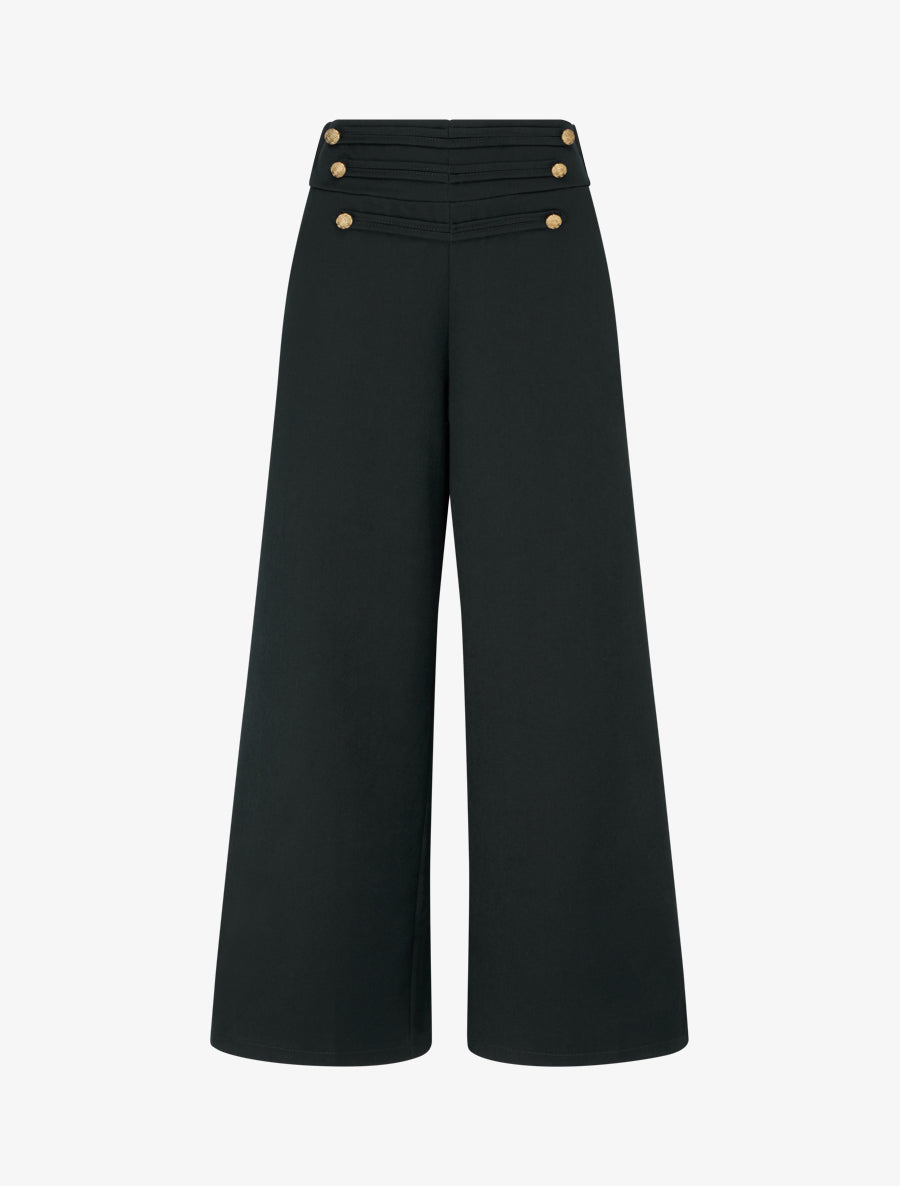 Pantalon à pont à boutons décoratifs - Noir - 1