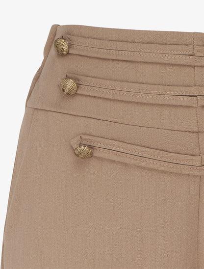 Pantalon à pont à boutons décoratifs - Camel - 3