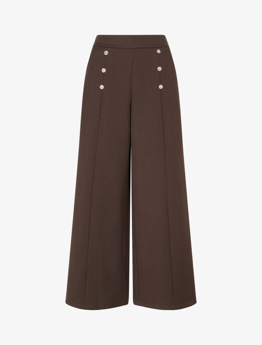 Pantalon pont coupe droite - Marron - 1
