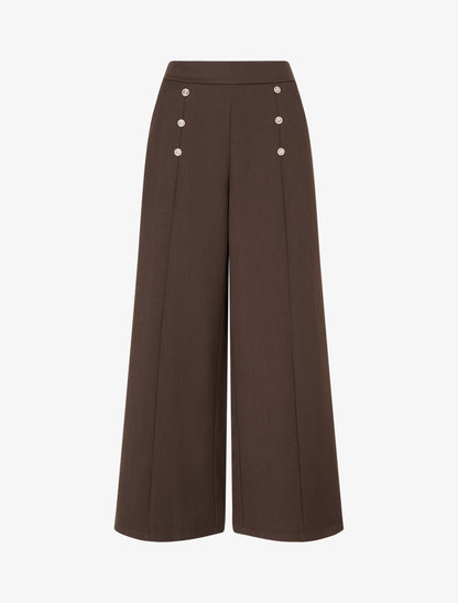 Pantalon pont coupe droite - Marron - 1