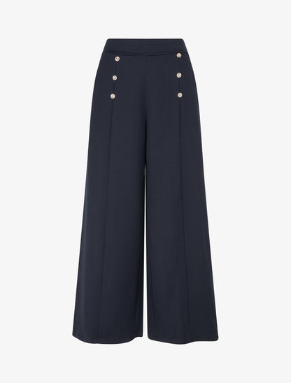 Pantalon pont coupe droite - Marine - 1