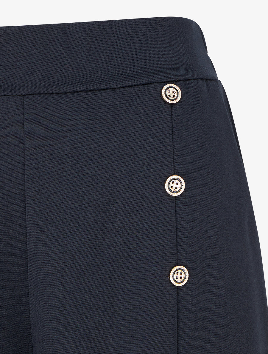 Pantalon pont coupe droite - Marine - 3