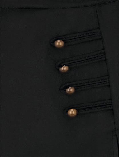 Jupe-short en suédine à boutons décoratifs - Noir - 3