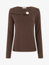 Pull fin à empiècement bijou - Marron - 1