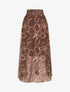 Jupe longue en voile à fleurs dessinées - Marron - 1