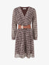 Robe mi-longue élastiquée imprimé graphique - Marron - 1