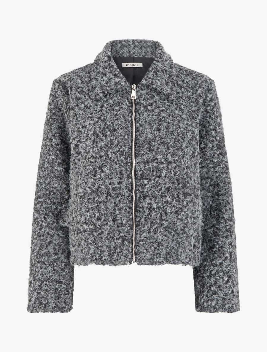 Veste coupe boule duveuteuse - Noir - 1