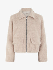 Veste coupe boule duveuteuse - Beige - 1