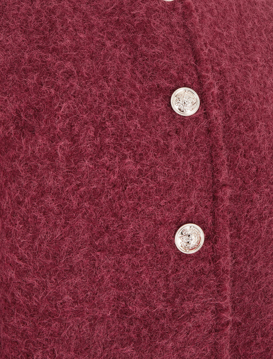 Veste courte duveuteuse et zippée - Rouge - 3