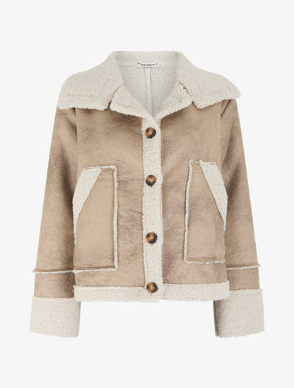 Bombardier effet peau de mouton - Beige - 1