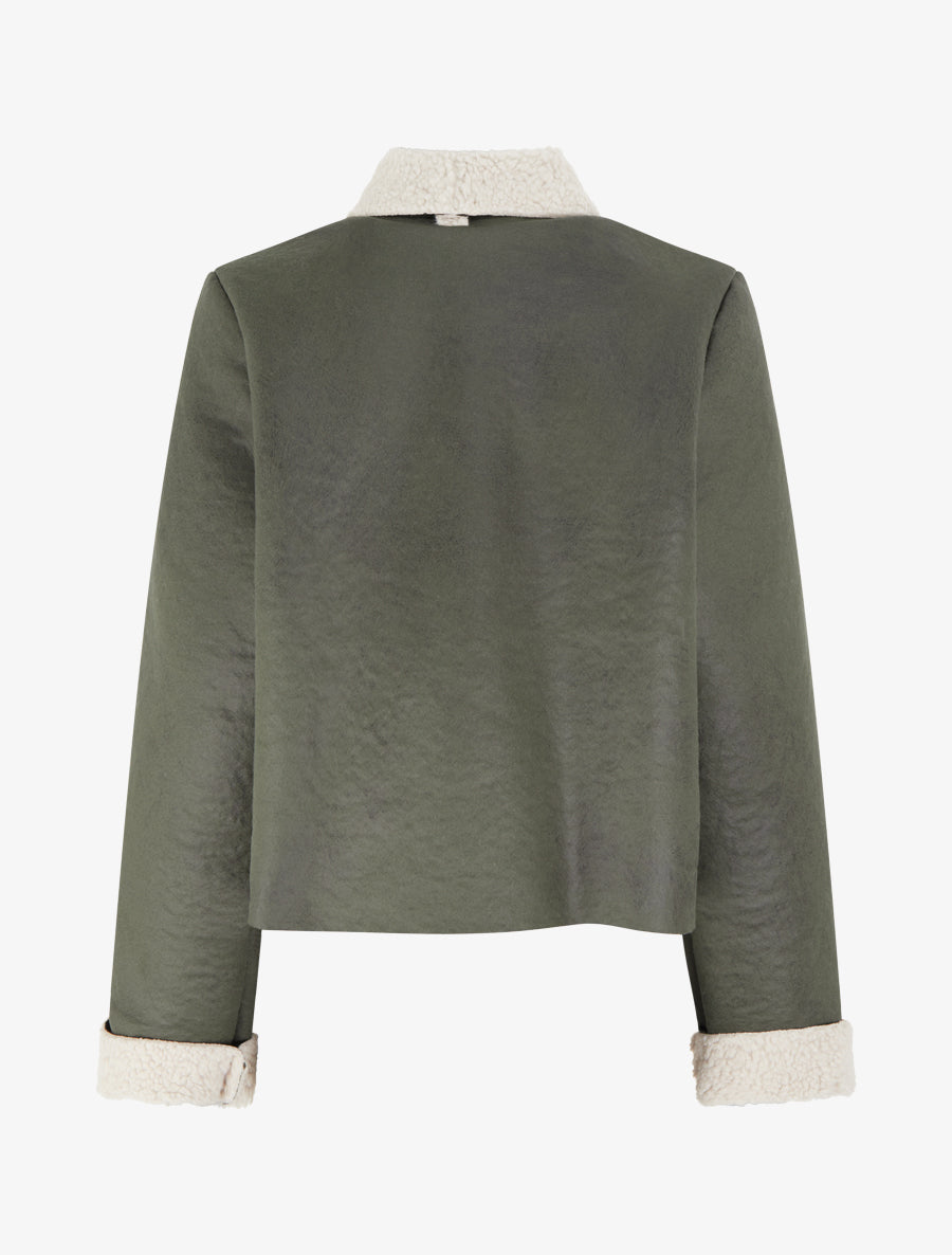 Blouson aviateur à col châle moumoute - Kaki - 2