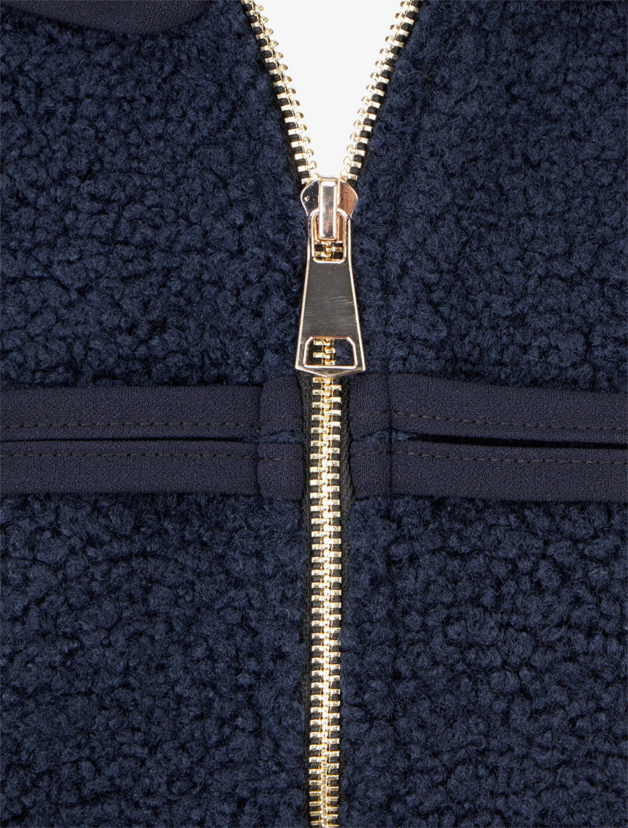 Veste effet laine bouclée style officier - Marine - 3