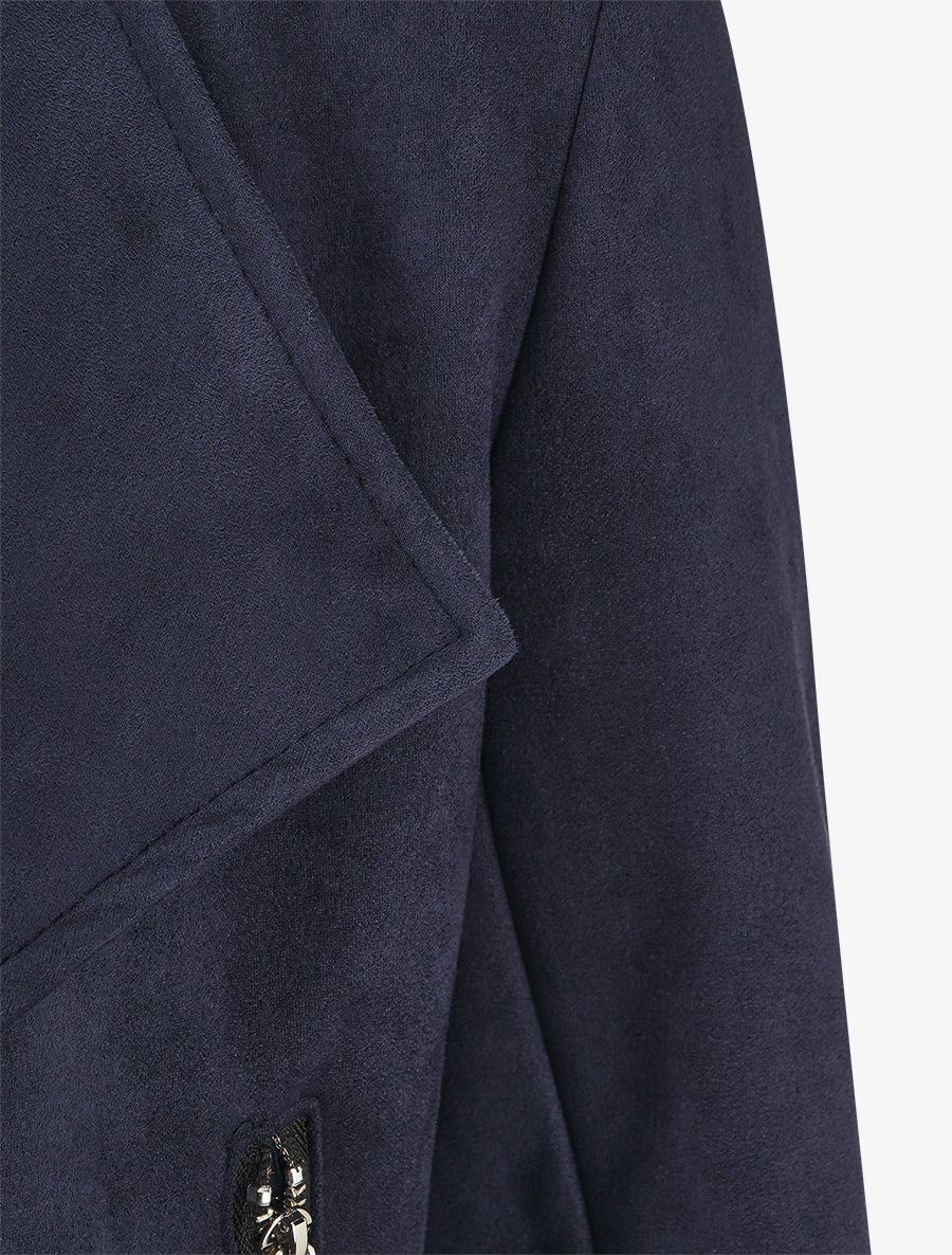 Veste en suédine à pans asymétriques - Marine - 3