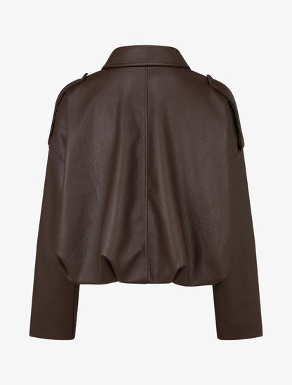 Veste simili ample style bomber - Marron - 2