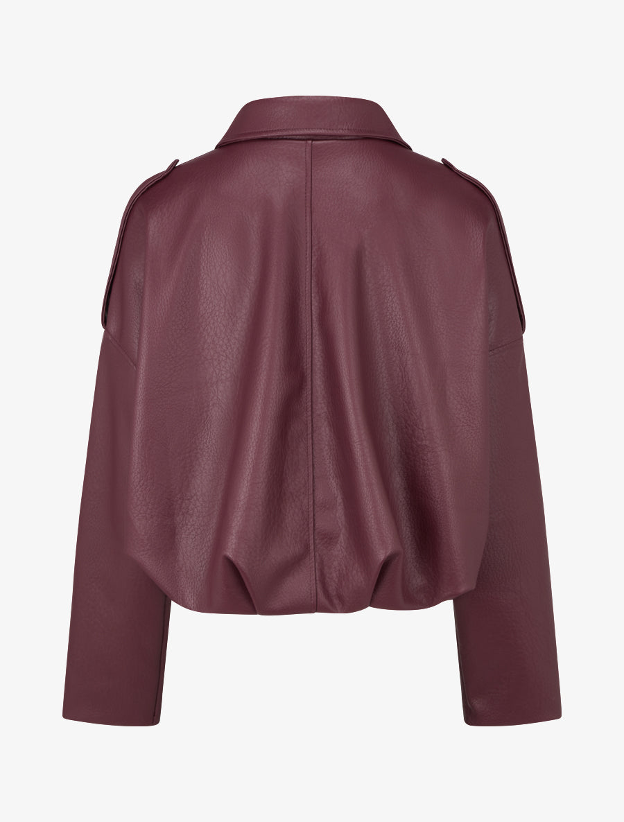 Veste simili ample style bomber - Lie de vin - 2