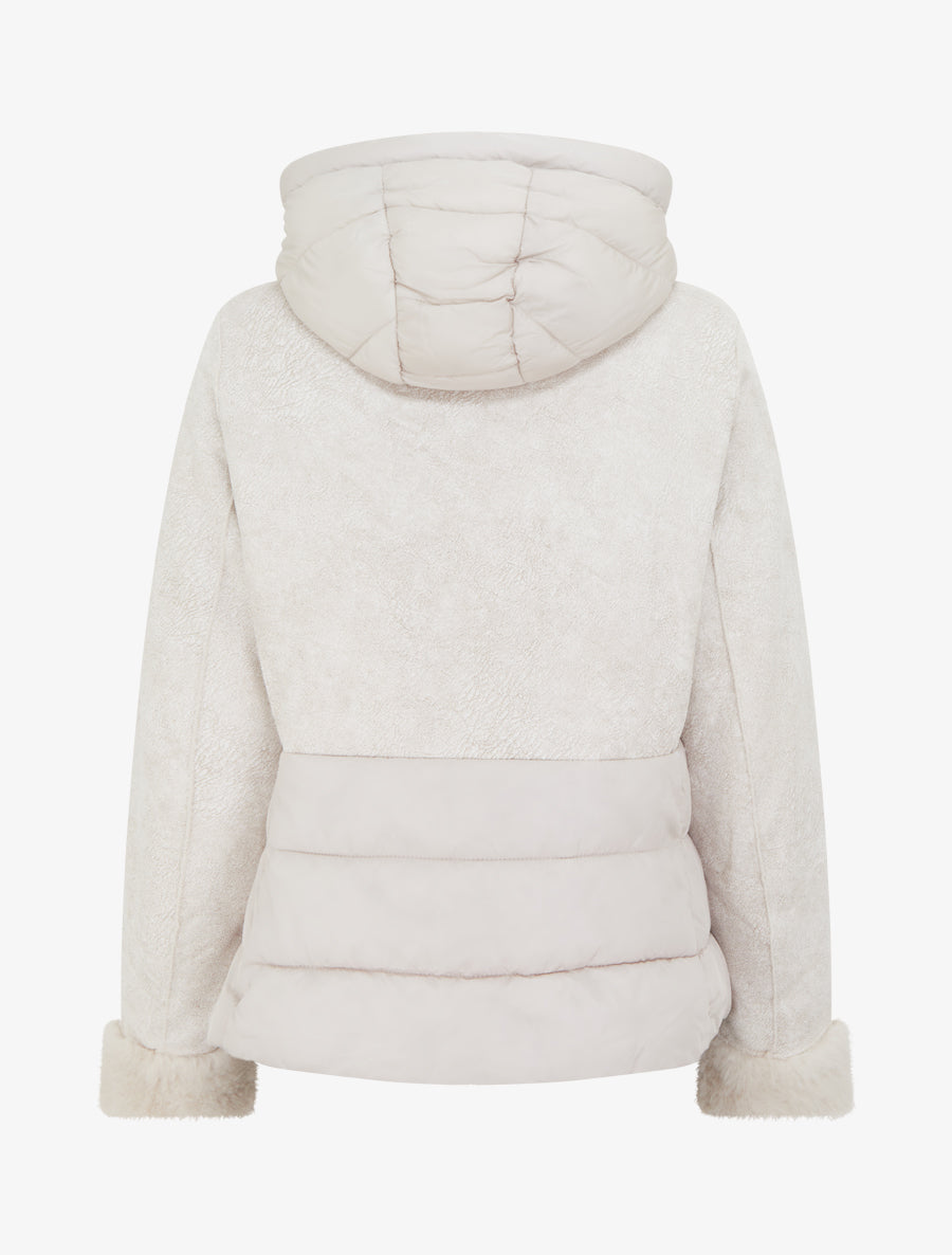 Manteau uni à intérieur fourrure synthétique - Blanc - 2