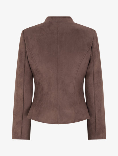 Veste style perfecto en suédine - Chocolat - 2
