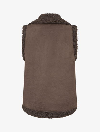 Blouson sans manches effet peau de mouton - Marron - 2