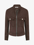 Veste en suédine zippée à poche à rabat - Marron - 1