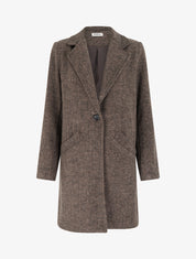 Manteau boutonné imprimé chevron - Marron - 1