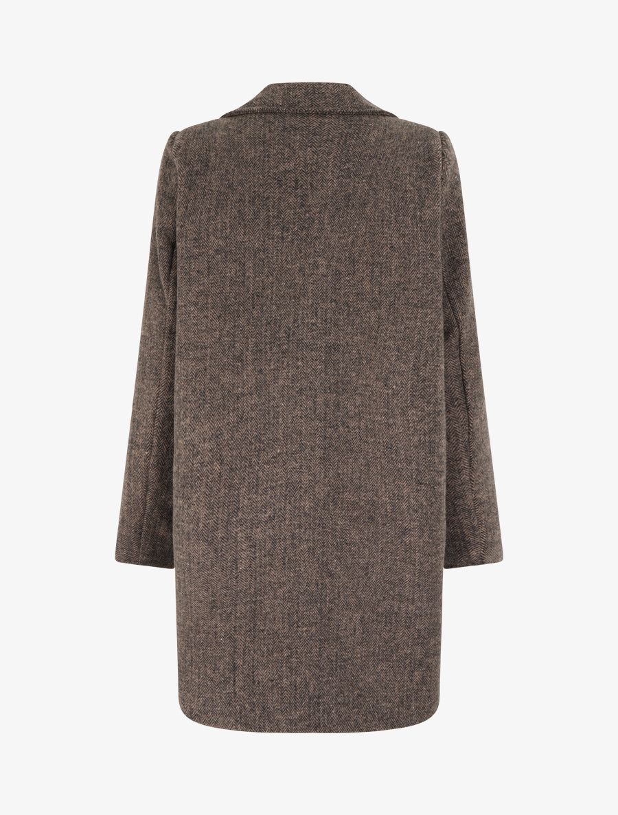 Manteau boutonné imprimé chevron - Marron - 2