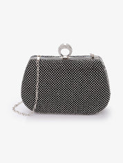 Minaudière de soirée à fermoir bague - Noir - 1