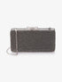Minaudière rectangulaire à fermoir noeud et strass - Noir - 1