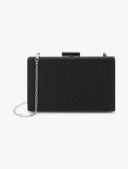 Minaudière rectangulaire à paillettes et fermoir bague - Noir - 5