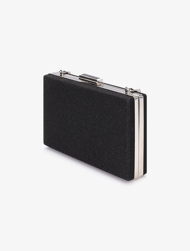 Minaudière rectangulaire à paillettes et fermoir bague - Noir - 2