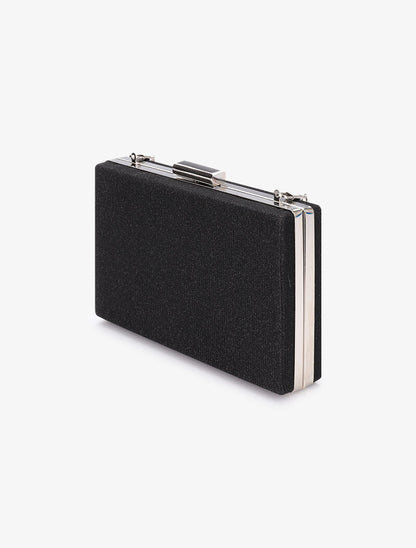 Minaudière rectangulaire à paillettes et fermoir bague - Noir - 2
