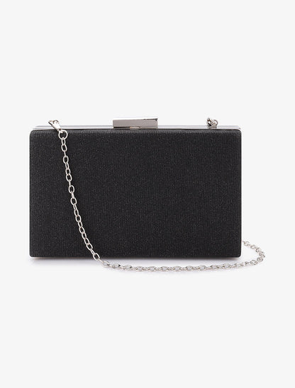 Minaudière rectangulaire à paillettes et fermoir bague - Noir - 3